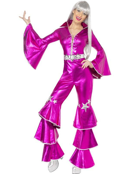 e-carnavalskleding-SYK 1970s Dancing Queen pak roze vrouw Medium