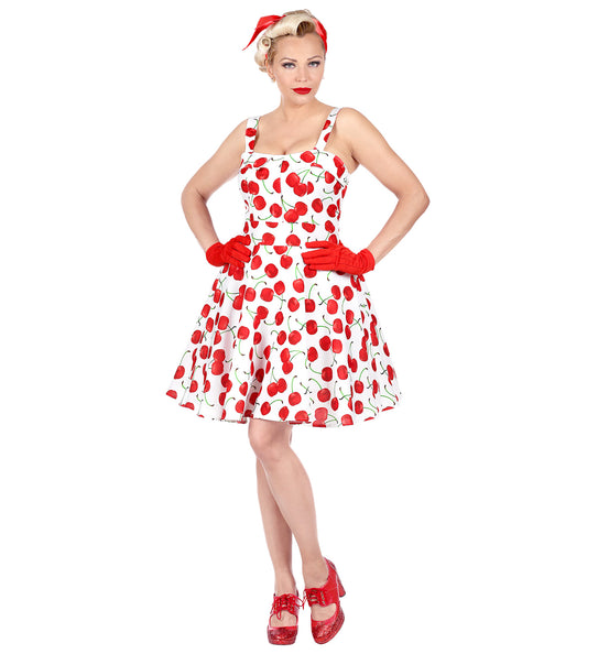 e-carnavalskleding-SYK Cherry white jaren 50 jurk