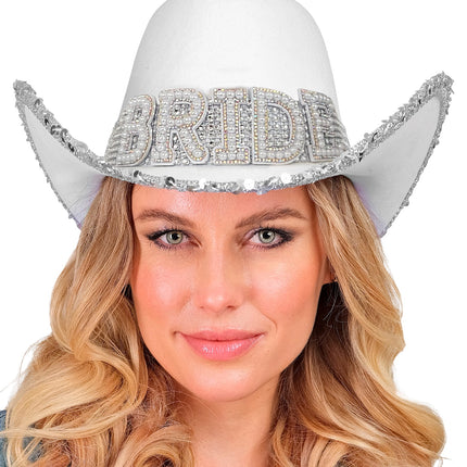 e-carnavalskleding-SYK Cowboyhoed Bride met parels