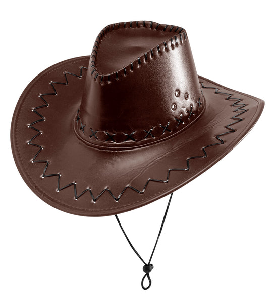 e-carnavalskleding-SYK cowboyhoed lederlook met decoratie bruin