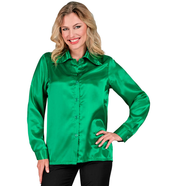 e-carnavalskleding-SYK Dames jaren 70 disco blouse groen