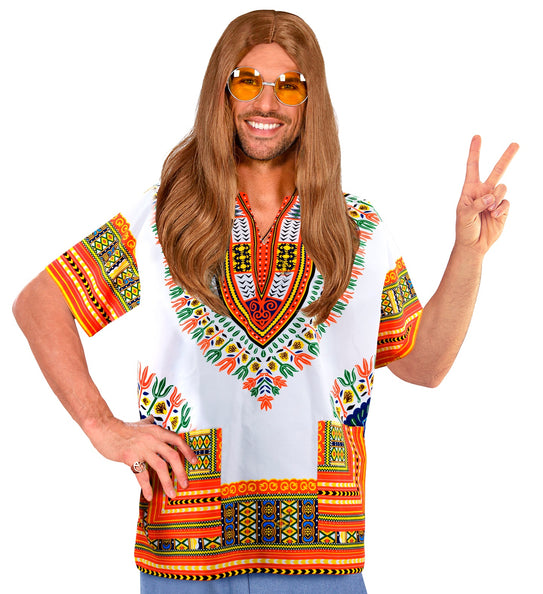 e-carnavalskleding-SYK Dashiki shirt Jimmy wit oranje