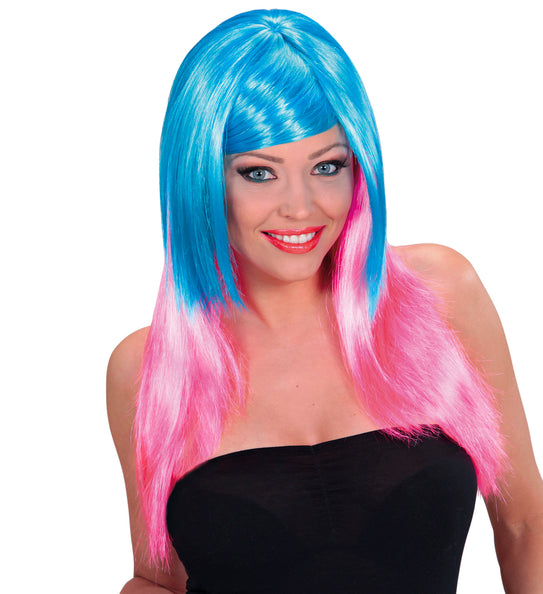 e-carnavalskleding-SYK Dip dye pruik blauw roze