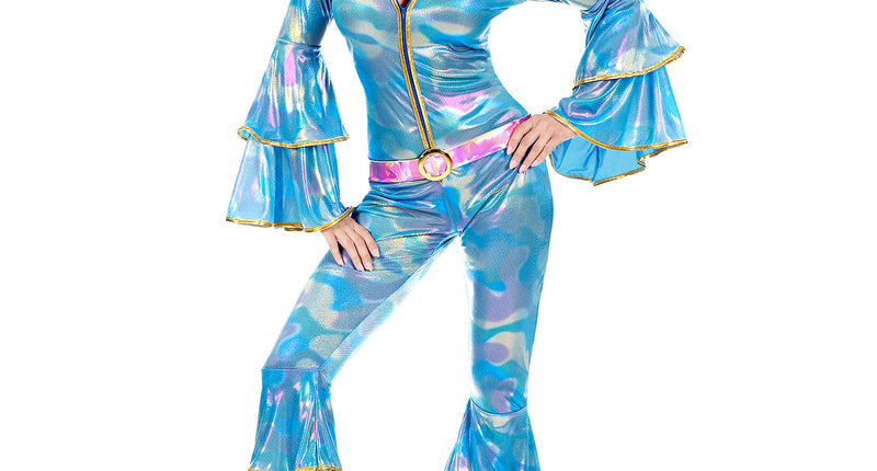 e-carnavalskleding-SYK Disco queen jumpsuit blauw