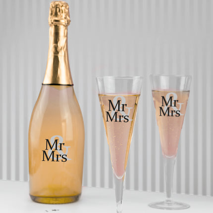 e-carnavalskleding-SYK Fles en glas stickers bruiloft Mr. Mrs. 6 stuks