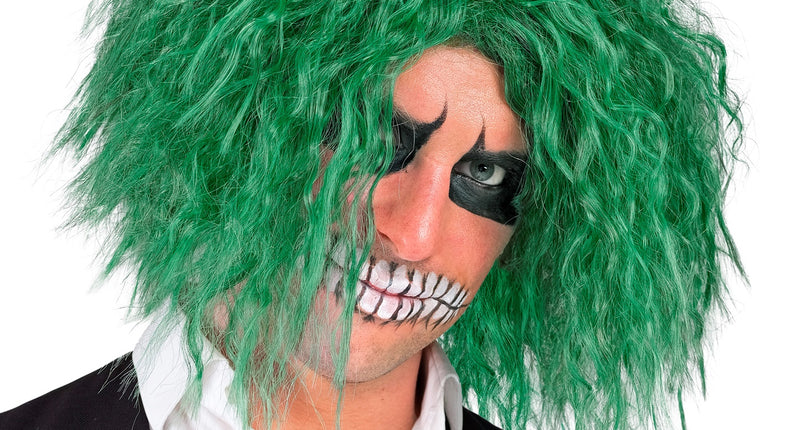 e-carnavalskleding-SYK Groene creepy Joker clownspruik