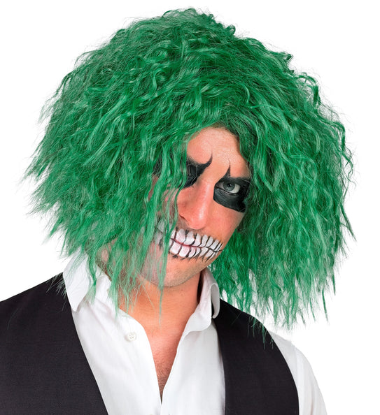 e-carnavalskleding-SYK Groene creepy Joker clownspruik