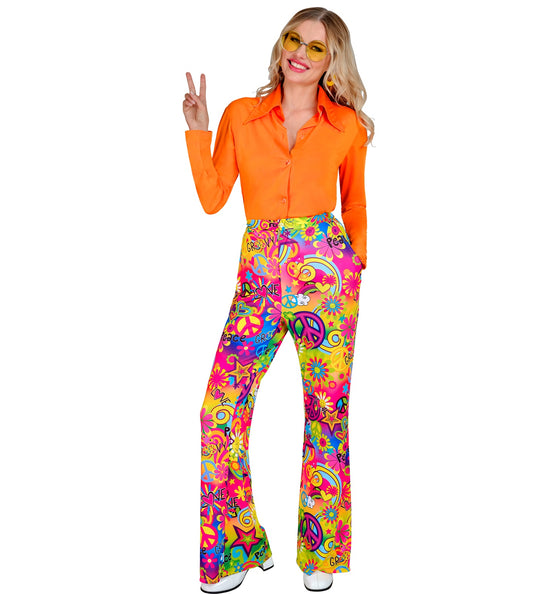 e-carnavalskleding-SYK Jaren 70 broek love&peace dames