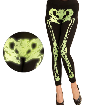 e-carnavalskleding-SYK Legging skelet neon groen