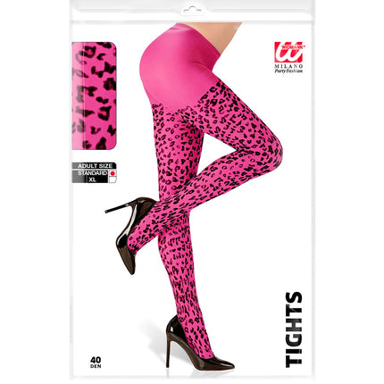 e-carnavalskleding-SYK Luipaard print panty roze