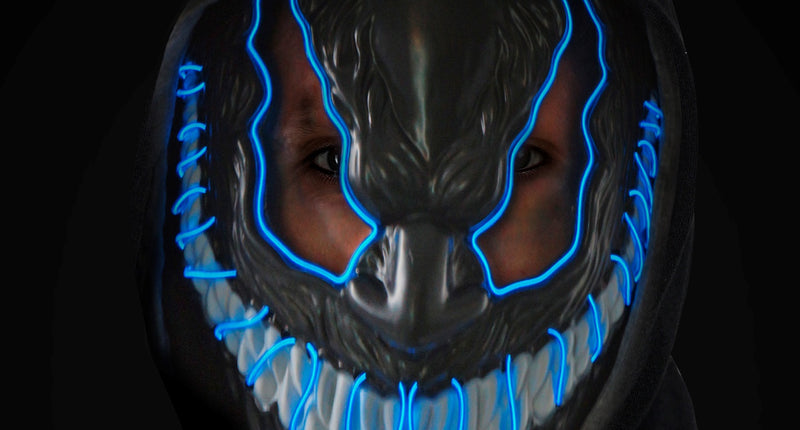 e-carnavalskleding-SYK Monster masker led blauw