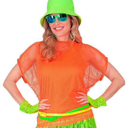 e-carnavalskleding-SYK Net shirt lang neon oranje