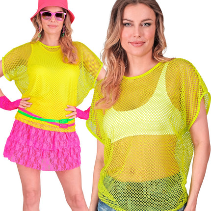 e-carnavalskleding-SYK Net t-shirt neon geel