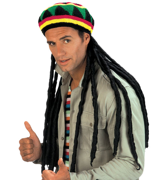 e-carnavalskleding-SYK Rasta muts met lange dreadlocks reggae