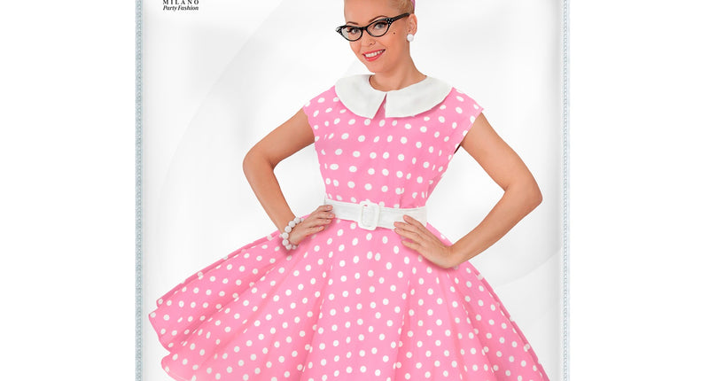 e-carnavalskleding-SYK Rock-'n- roll  fashion jurk roze 50s