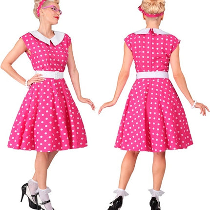 e-carnavalskleding-SYK Rock-'n-roll fashion jurk roze 50s