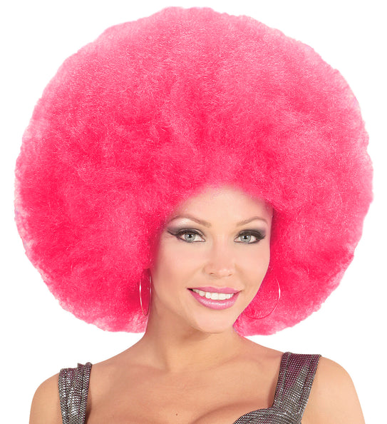 e-carnavalskleding-SYK Roze oversized Afro pruik