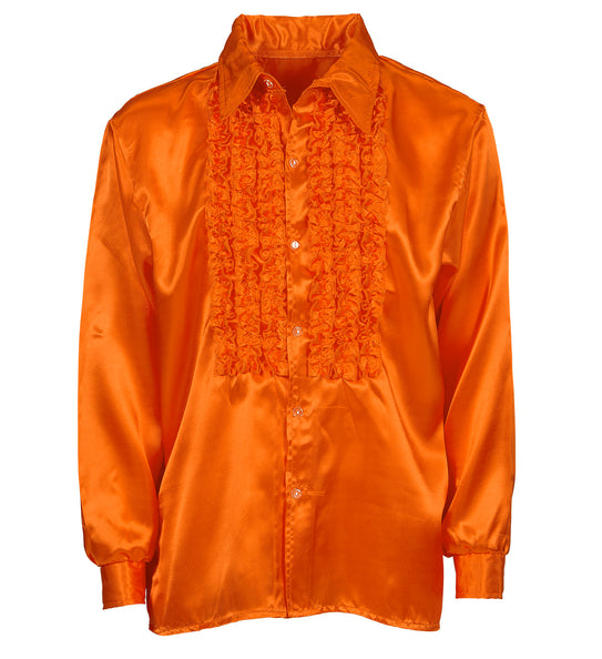 e-carnavalskleding-SYK Ruche blouse satijn oranje