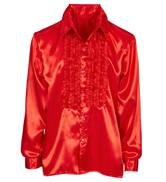 e-carnavalskleding-SYK Ruche blouse satijn rood