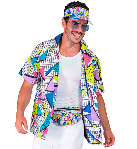 e-carnavalskleding-SYK Shirt jaren 80 funky fashion wit