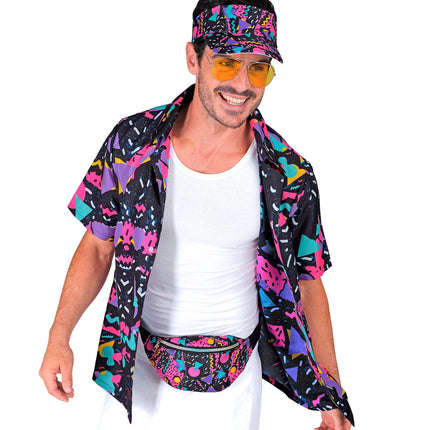 e-carnavalskleding-SYK Shirt jaren 80 funky fashion zwart