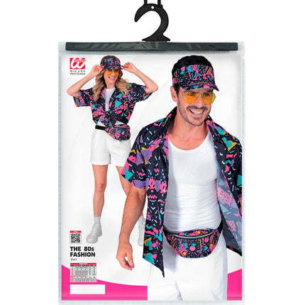 e-carnavalskleding-SYK Shirt jaren 80 funky fashion zwart