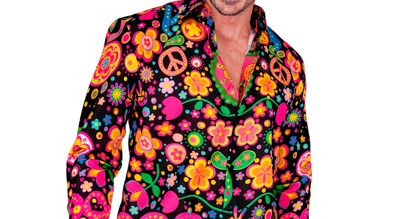 e-carnavalskleding-SYK Shirt neon hippie peace