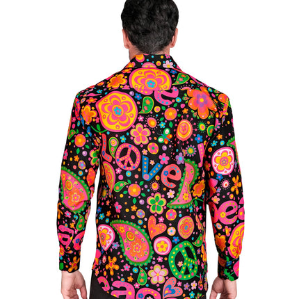 e-carnavalskleding-SYK Shirt neon hippie peace