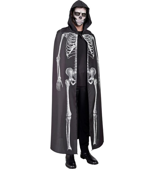 e-carnavalskleding-SYK Skeleton cape met capuchon zwart