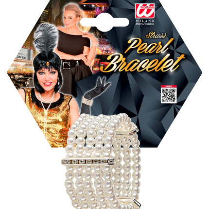 e-carnavalskleding-SYK Strass armband met parels