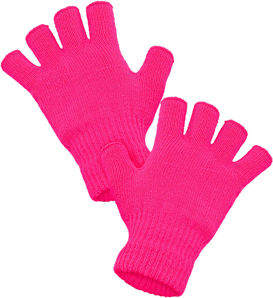 e-carnavalskleding-SYK Vingerloze handschoenen neon roze