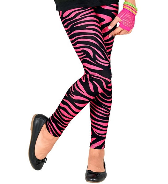 e-carnavalskleding-SYK Zebra legging disco neon roze kinderen