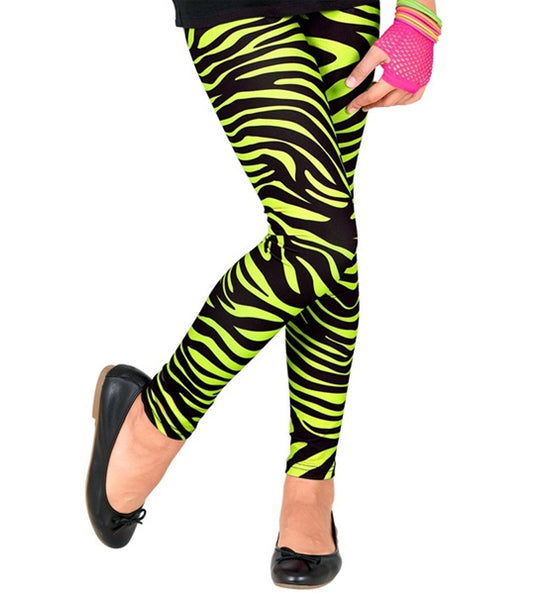 e-carnavalskleding-SYK Zebraprint legging kinderen neon groen