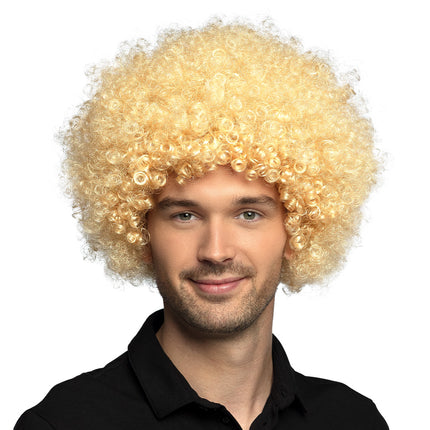 E-Carnavalskleding.nl Clown pruik afro krullen Groove blond