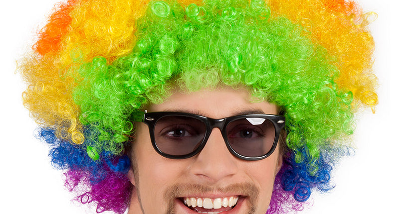 E-Carnavalskleding.nl Clown pruik afro krullen Groove regenboog