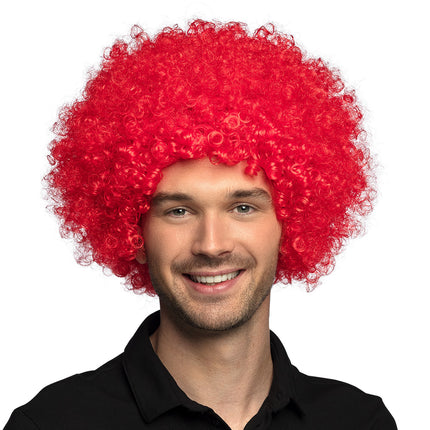 E-Carnavalskleding.nl Clown pruik afro krullen Groove rood