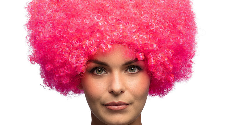 E-Carnavalskleding.nl Clown pruik afro krullen Groove roze