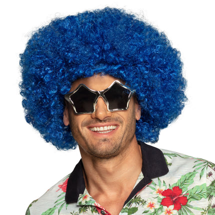 E-Carnavalskleding.nl Clown pruik krullen Groove blauw