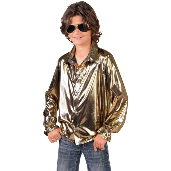 E-Carnavalskleding.nl Gouden overhemd blouse kind