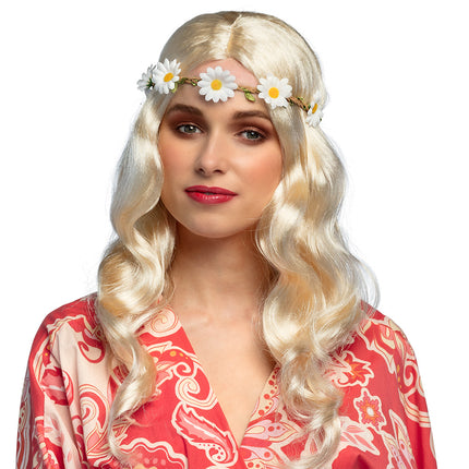 E-Carnavalskleding.nl Hippie pruik Joy blond