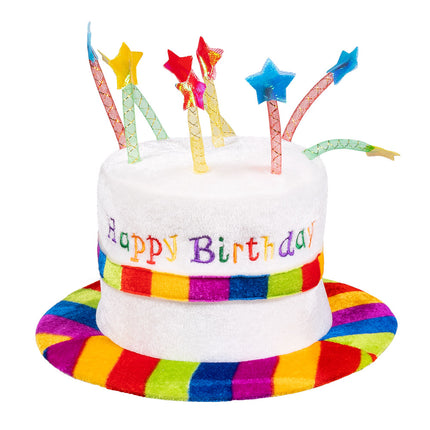 E-Carnavalskleding.nl Kinderhoed Rainbow cake 'Happy Birthday'