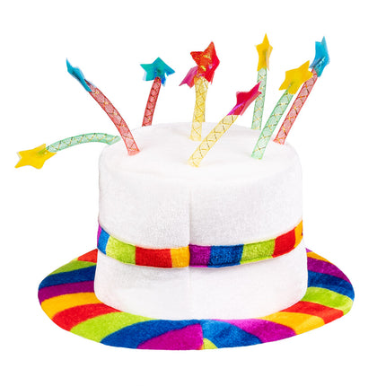 E-Carnavalskleding.nl Kinderhoed Rainbow cake 'Happy Birthday'