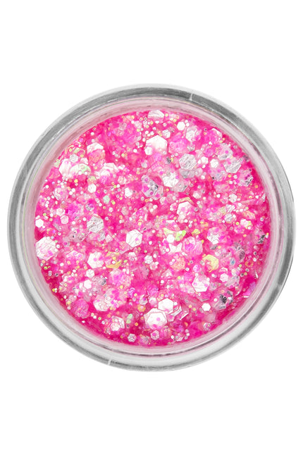 E-Carnavalskleding.nl PXP Pressed chunky glitter creme neon roze snoepjes 10 ml