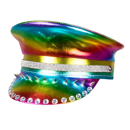 E-Carnavalskleding.nl Regenboog pet glimmend strass