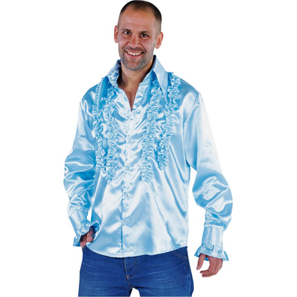 E-Carnavalskleding.nl Ruche blouse overhemd blauw heren