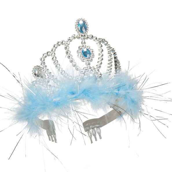 E-Carnavalskleding.nl Tiara Frostine prinses blauw marabou