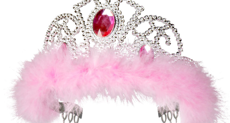 E-Carnavalskleding.nl Tiara Jasmine roze marabou