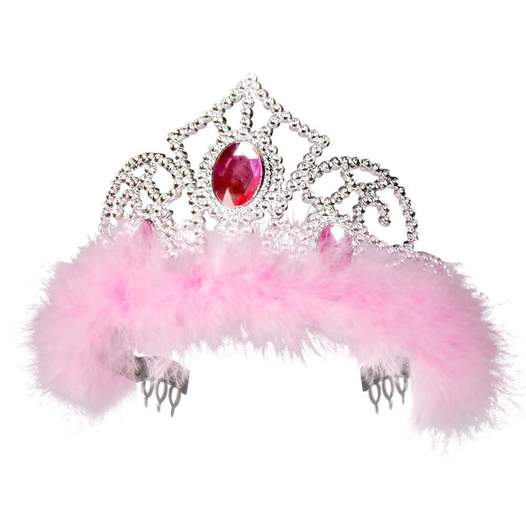 E-Carnavalskleding.nl Tiara Jasmine roze marabou