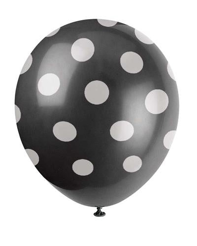 e-carnavalskleding-SYK Ballonnen zwart dot 30cm 6 stuks