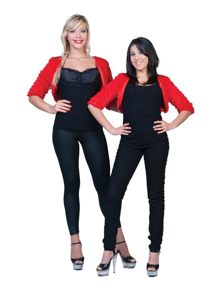 e-carnavalskleding-SYK Bolero rood fuzzy voor dames